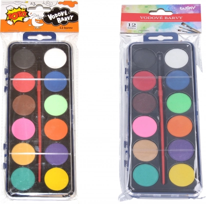 Waterverf met kwast - 12 kleuren
