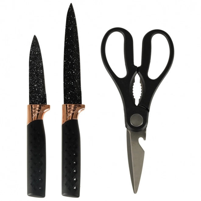 Küchenmesserset mit Schere im Marmor-Design