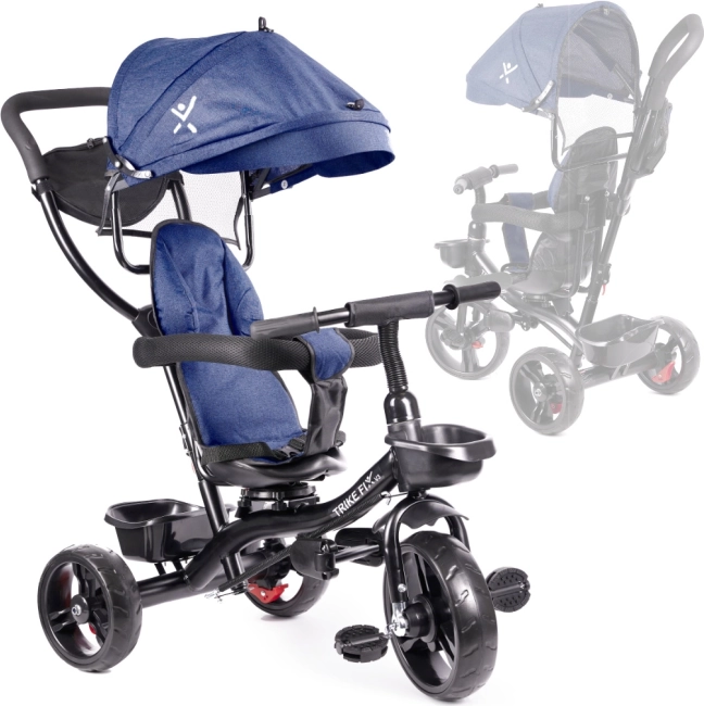 Tricycle Trike Fix Lite 3-en-1 avec siège pivotant 360 et roue libre – Marine