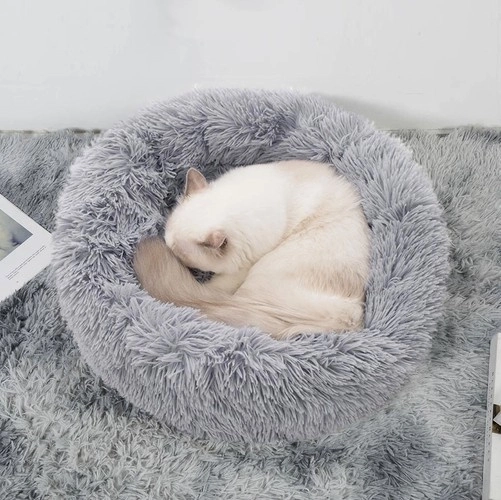 Fluffy Pet Bed Gray