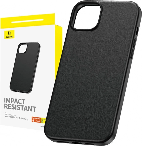 Case for iPhone 15 Pro Baseus Fauxther Series Black