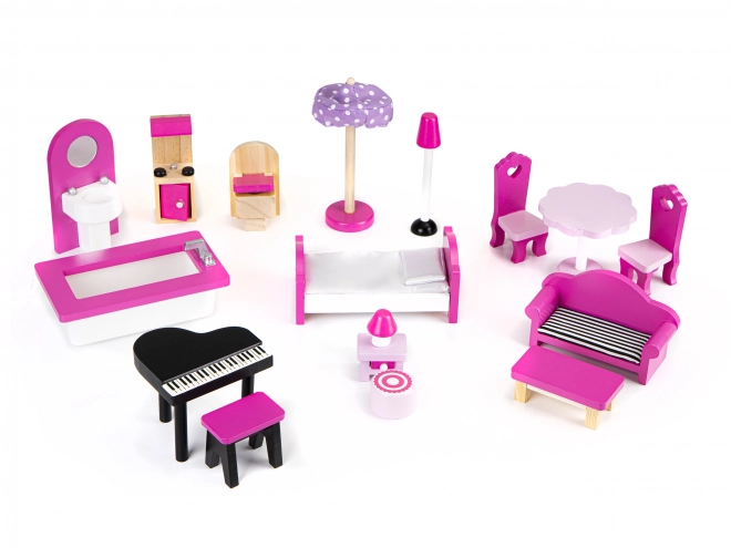 Houten poppenhuis met meubels van ECOTOYS