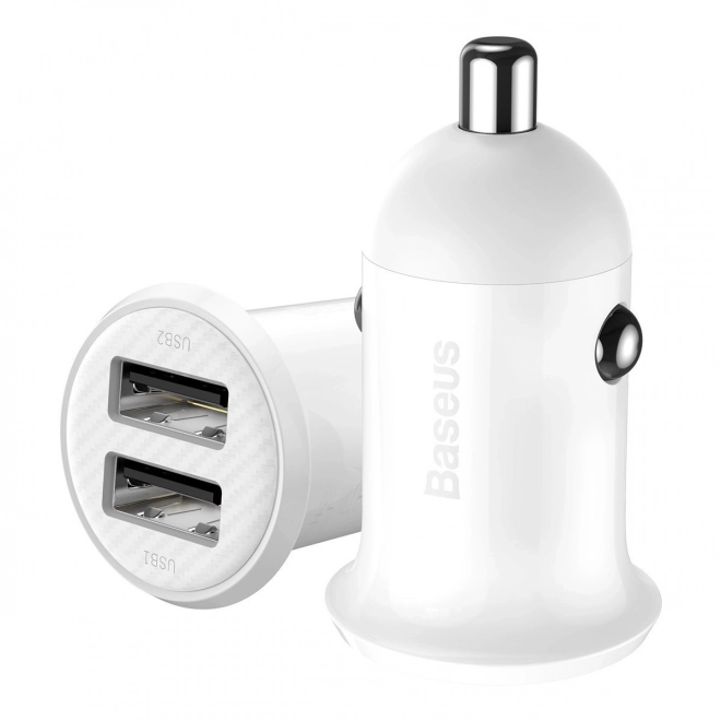 Car Charger 2x USB Baseus, 4.8A, White