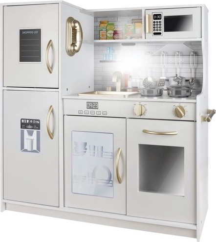 Grande cuisine en bois XL avec lumière et sons pour enfants – Blanc