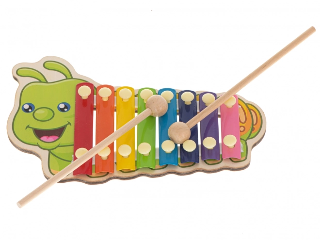 Kleurrijke kinderxylofoon in de vorm van een rups
