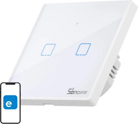 Interrupteur tactile intelligent Wi‑Fi + RF 433, 2 canaux – Sonoff T2 EU TX