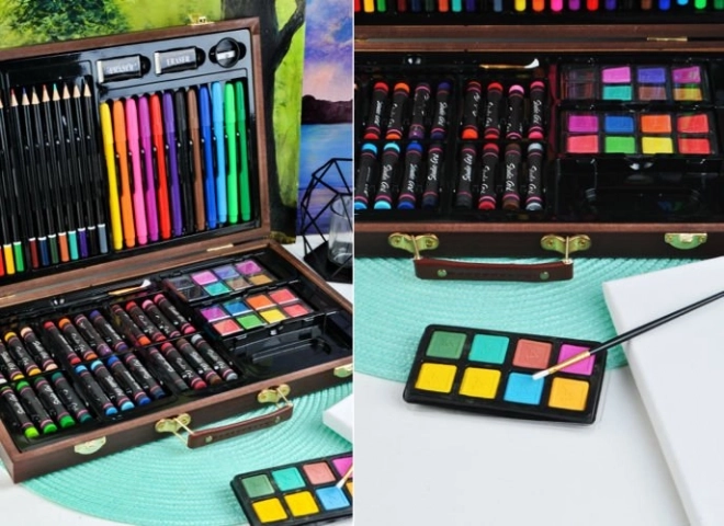 Large Art Set in a Wooden Case for Little Painters - 81pcs