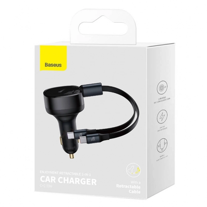 Baseus autoadapter met USB-C-kabel, 33 W