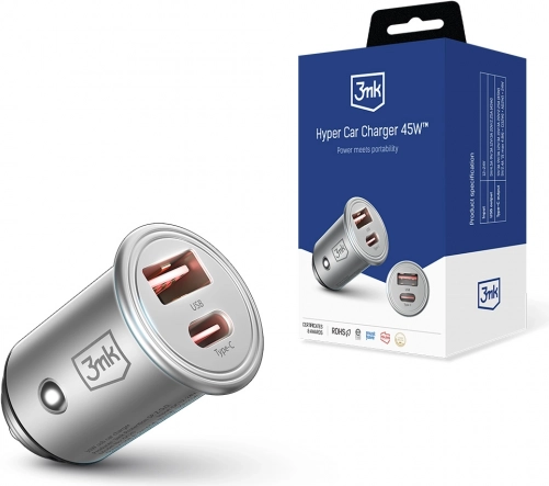 Autoladegerät 3mk Hyper Car Charger 45W USB‑C + USB‑A