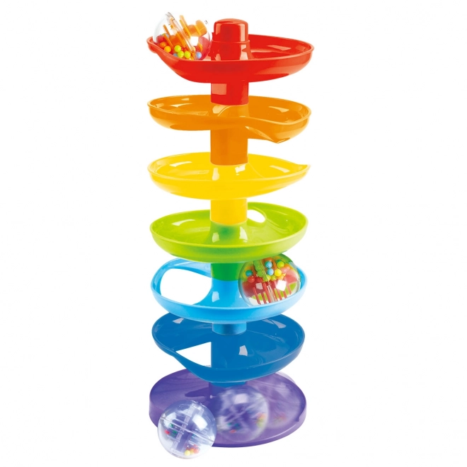 Regenboog spiraal met ballen 37 cm