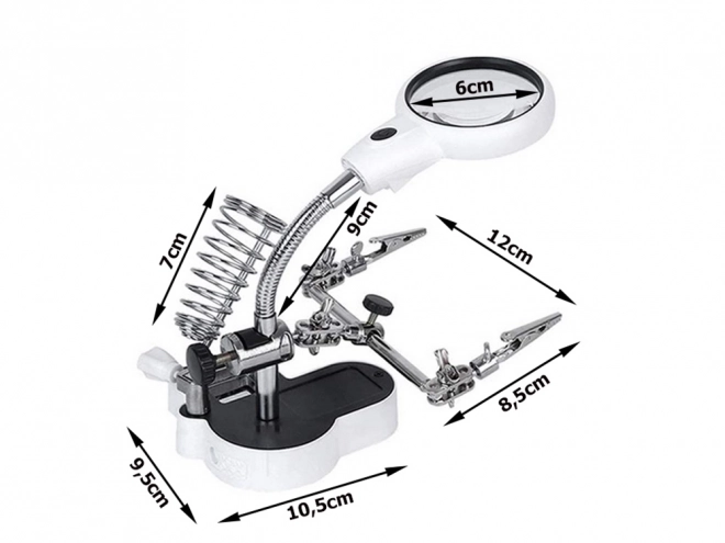 Professionele derde hand met loep en LED-verlichting