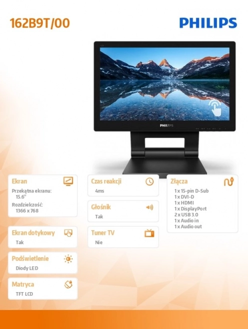 Monitor 15,6" LED Touch