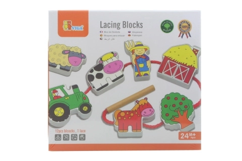 VIGA Wooden Threading Farmer Blocks Montessori