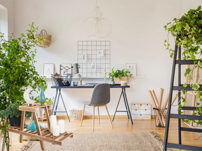 Houten tweelaagse plantenstandaard