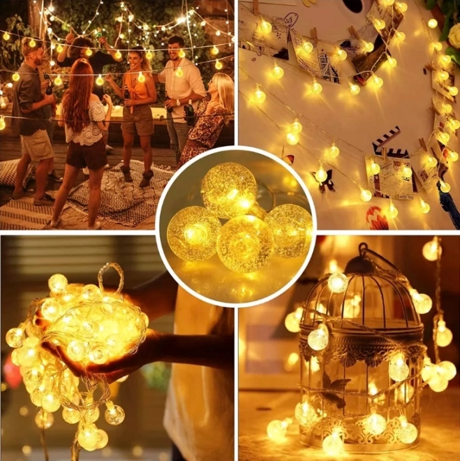 Warm White 100 LED Globe String Lights 10m
