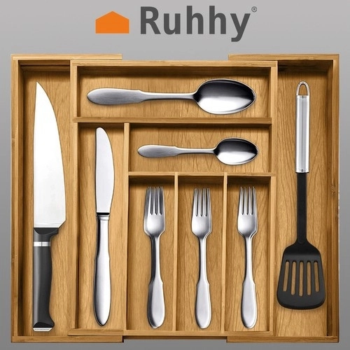 Organisateur de cuisine en bambou pour tiroir Ruhha 19189