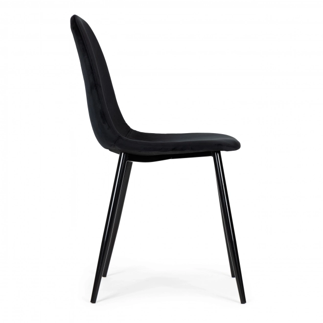 Set van 4 fluwelen eetkamer- en woonkamerstoelen - zwart