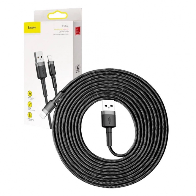 Baseus Cafule USB Lightning Kabel 2A 3m (Zwart Grijs)