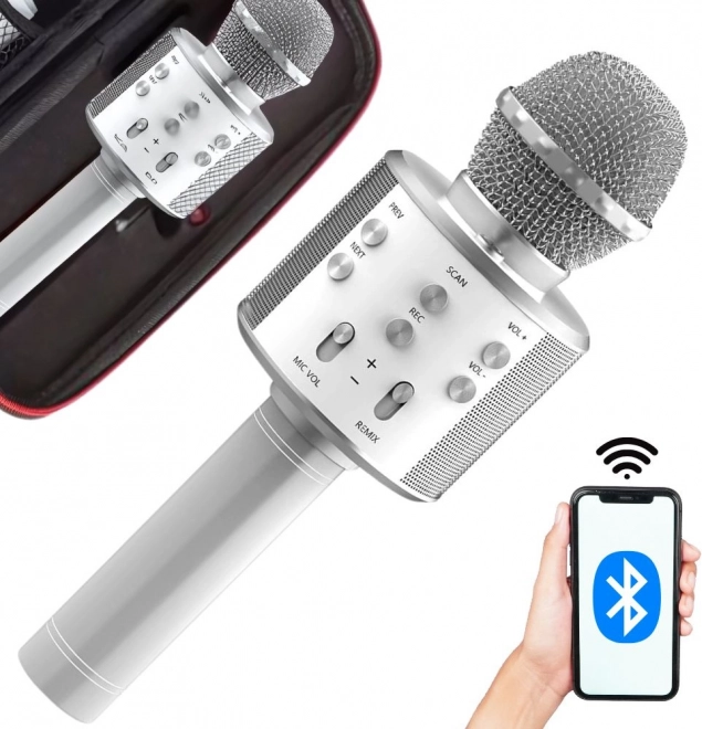 Wireless karaoke microphone with built-in speaker and case, Bluetooth