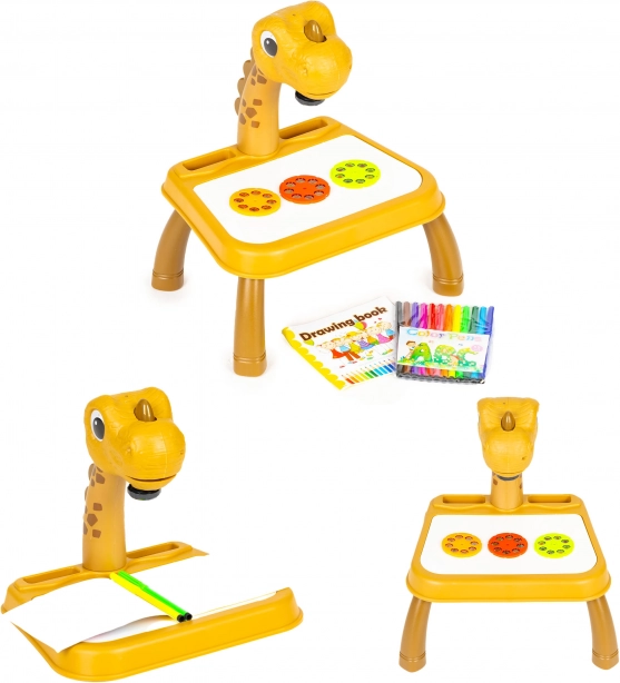 Dinosaur-themed drawing projector, 12 markers and 24 templates
