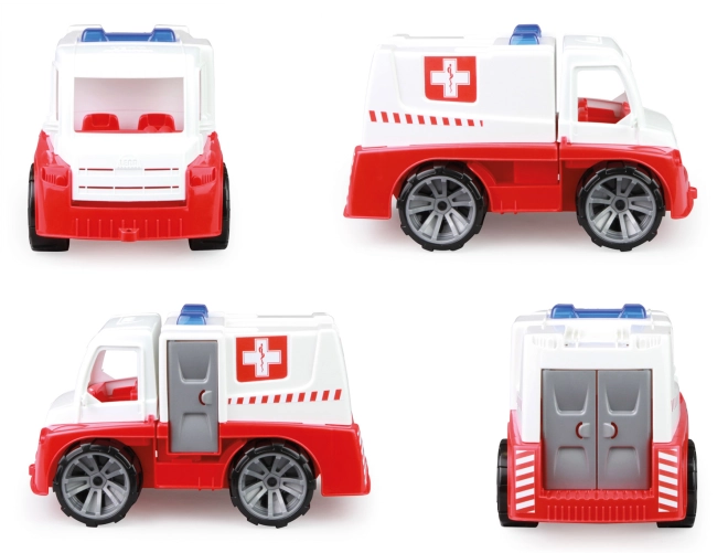 Mechanisch werkende ambulance met te openen elementen
