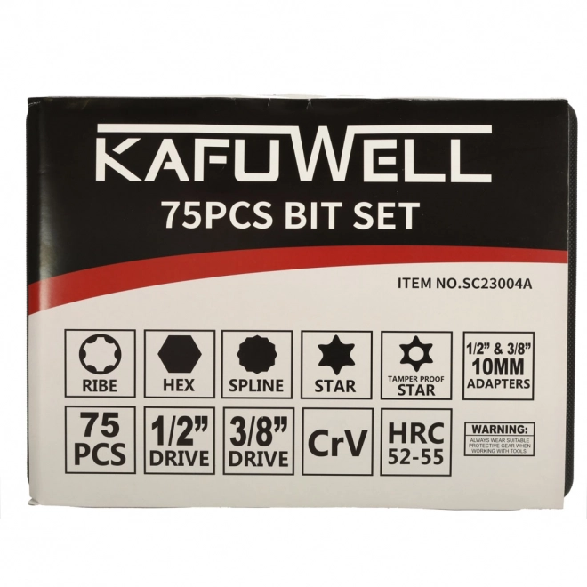 Set van korte en lange schroefbits + 3 adapters - 75 stuks