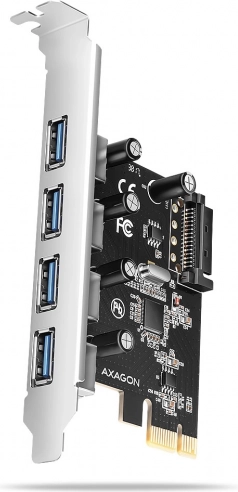 AXAGON PCIe-Controller mit 4 USB 3.2 Gen 1-Ports, UASP und SATA-Stromversorgung