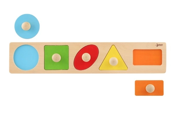 Houten inzetpuzzel geometrische vormen - 5 delen