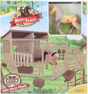 Faltbare Pferdestall-Spielset aus Kunststoff mit Figur