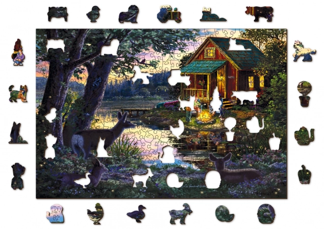 Houten Stad Houten Puzzel Avond in Huis bij het Meer 2-in-1, 505 Stukken EKO