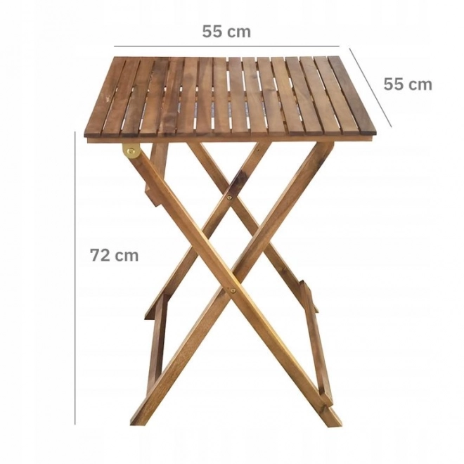 Wooden Garden Furniture Set from Acacia Wood - Table and 2 Chairs
