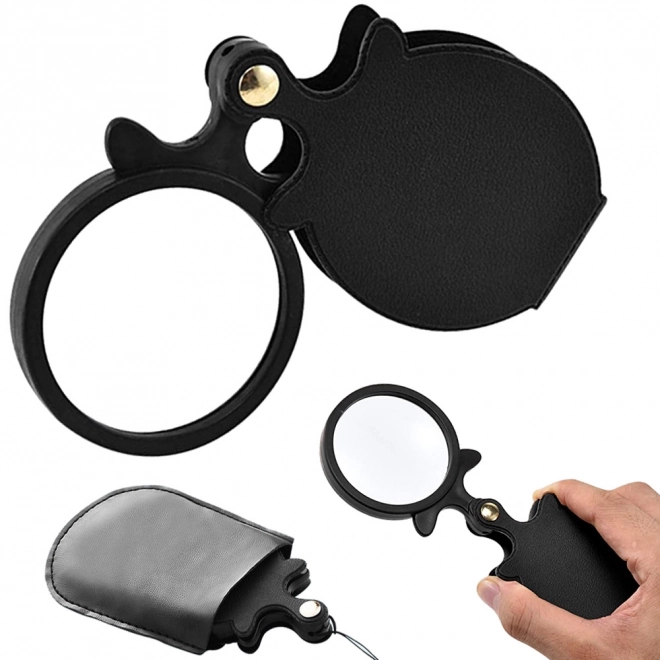 Folding Pocket Magnifier with Case and Lanyard