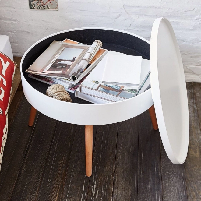 Ronde salontafel met opbergruimte 60 cm