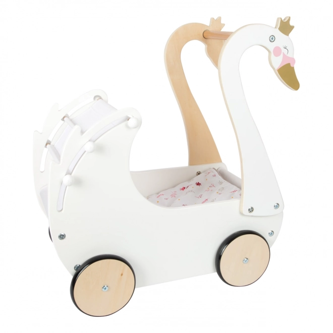 Houten kinderwagen Zwaan