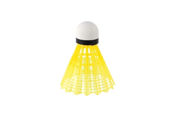 Shuttles/Kokers voor badminton kleurrijk plastic 3 stuks op kaart 11x21cm