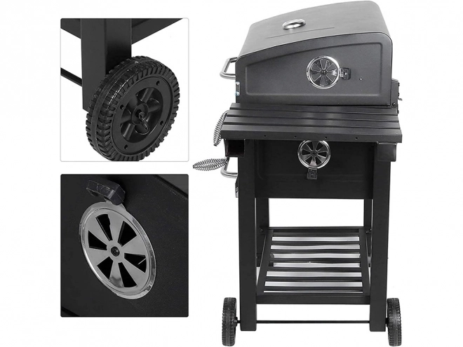 Garten Grill auf Holzkohle mit Zwei Rosten und Thermometer