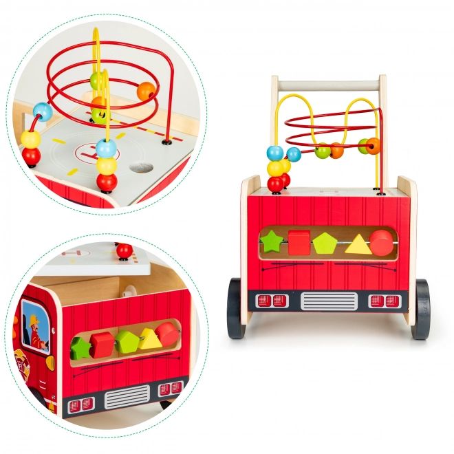 Wooden Educational Walker with Blocks - Fire Truck ECOTOYS