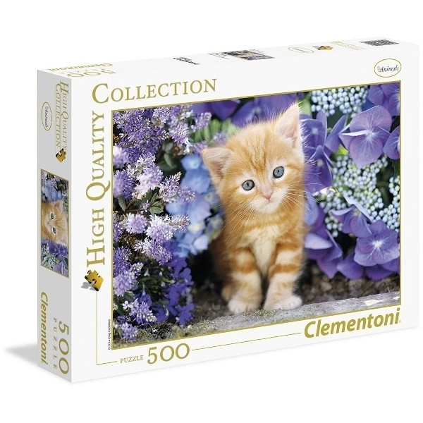 Puzzel kitten in bloembed 500 stukjes