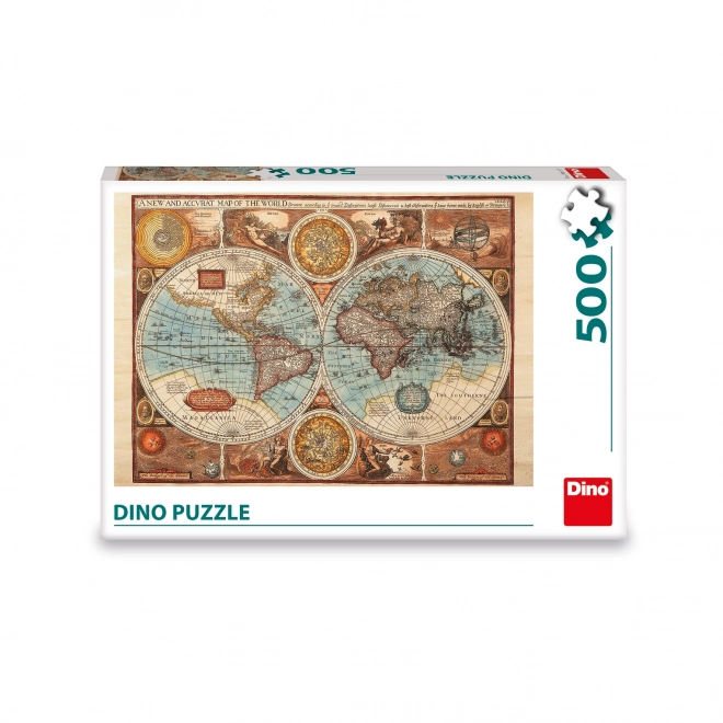 Dino Puzzel oude wereldkaart - 500 stukjes