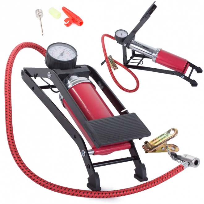 Einzylinder-Fußpumpe fürs Auto mit Manometer
