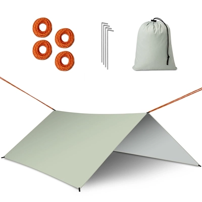 Tarp Campingplane Zelt Hängematten Regentarp Grau 300cm