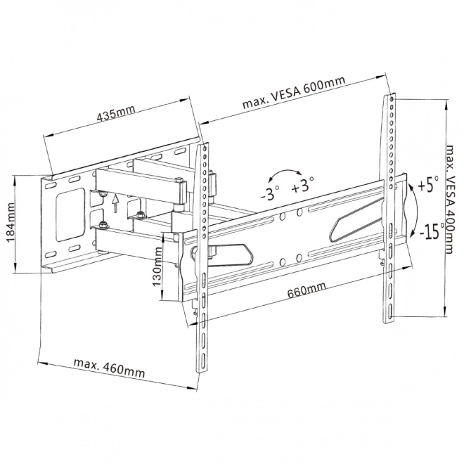 TV-houder voor 37-80 inch MC-723 45kg universeel max. vesa 600x400 zwart