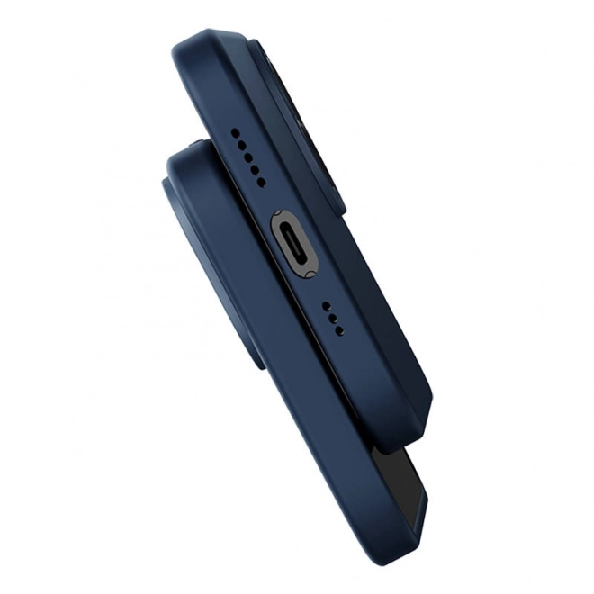 Magnetische hoes en set gehard glas voor iPhone 14 Plus - Baseus Liquid Silica blauw