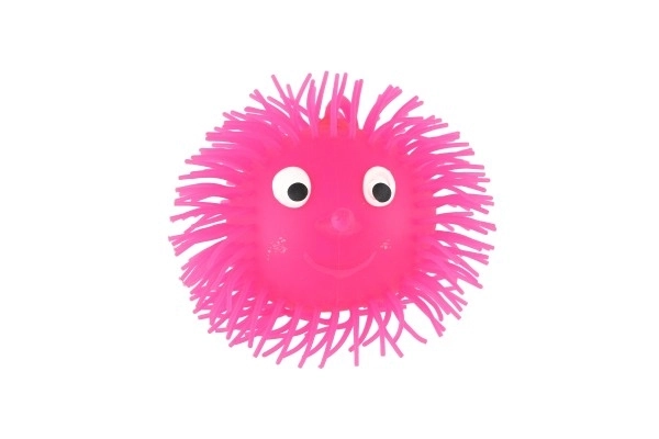 Pluizige rubberen antistressbal 8,5 cm met licht op batterijen tot 6 kleuren