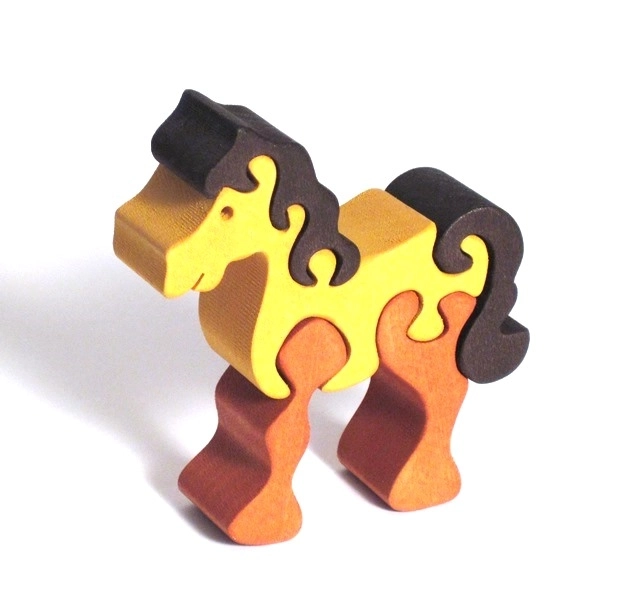 Fauna houten insteekpuzzel bruine paard