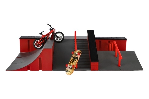 Skatepark Set with Ramp, Finger Bike, and Finger Skateboard