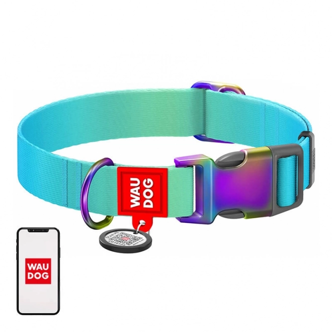 Nylon hondenhalsband met QR-code WAUDOG, blauw