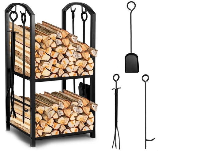 Houtopslagstandaard met accessoires