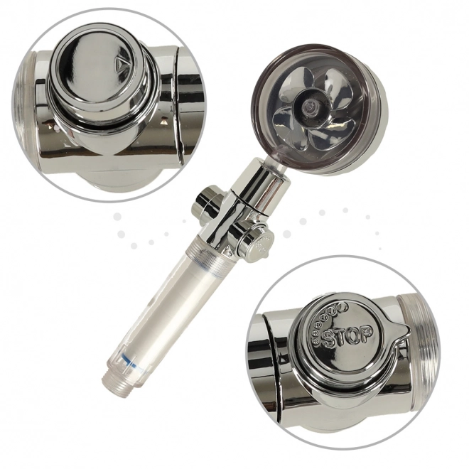 Silbernes Duschkopf-Set mit Turbine und Schlauch