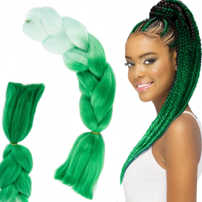 Synthetisch vlechtenhaar in groene ombre